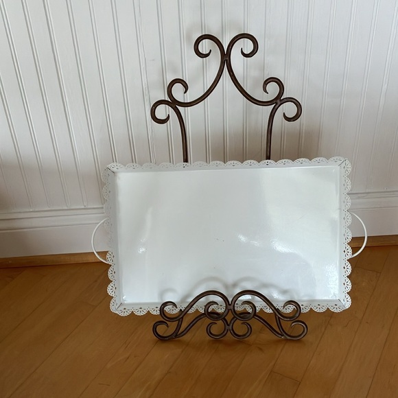 Large 22” Tall Easel Display Stand, Heavy Metal Scroll Work Design - Picture 2 of 10